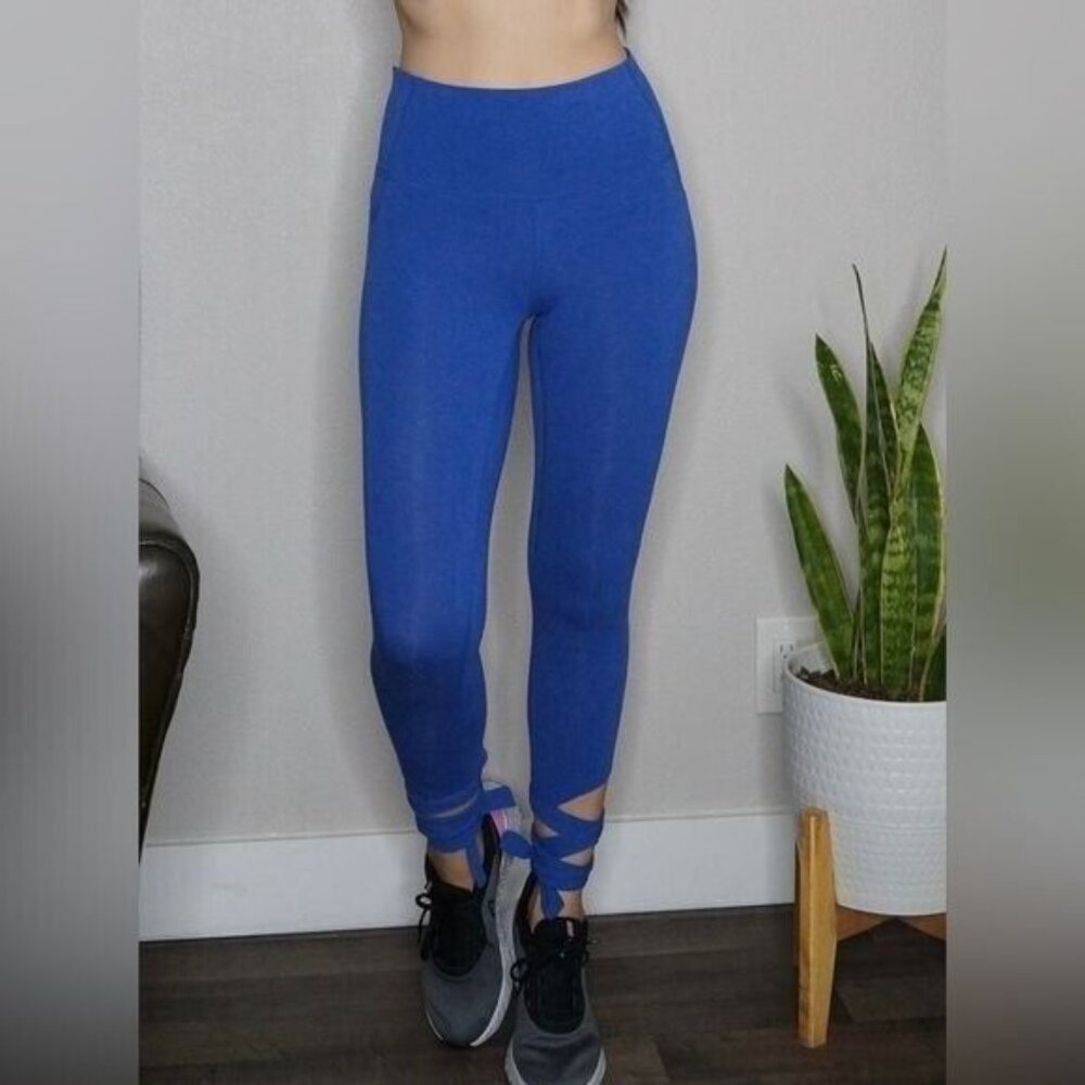 Gap Blue High Rise Workout Leggings with Wrap Around Ankle Design Size XS